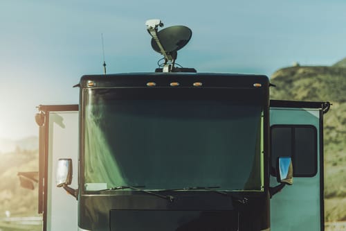 best RV internet for remote work and a satellite dish on a motorhome